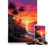 Puzzle 1000 pièces Laguna Sunset Pixel Art pour Adultes et Adolescents,idéal pour Le Bien-être cérébral et Les Loisirs relaxants (50x75cm),Cadeau spécial