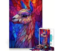 Puzzle 1000 pièces Lama Vitrail pour Adolescents Renforce la mémoire Simple, Amusant, de qualité, Un Cadeau mémorable 38x52cm