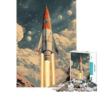 Puzzle 1000 pièces Lancement de fusée rétro Jeu éducatif Défi ludique pour Passer Le Temps à la Maison (Dimensions 50x75cm)