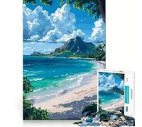 Puzzle 1000 pièces Lanikai Beach Pixel Art Découpe Impeccable Jeu Amusant et Gratuit à résoudre,Cadeau Artistique de Noël (38x52cm)