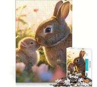 Puzzle 1000 pièces Lapin Amour Maternel pour Adolescents Jouet à Monter Soi-même Décoration Intérieure Idéal comme Cadeau pour Toute la Famille 38x52cm