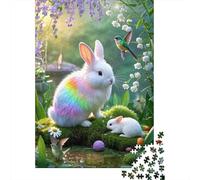 Puzzle 1000 Pièces Lapin Angora coloré, pour Adultes Et Enfants Jeu Éducatif Classique Cadeaux en Bois Décor À La Maison 1000pcs (75x50cm)