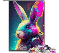 Puzzle 1000 pièces Lapin Aquarelle coloré en Bois, Jeu Familial interactif, adapté aux 14 Ans et Plus, 50x75cm, Jeu de réflexion pour Adolescents, pour Les fêtes