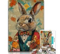 Puzzle 1000 pièces Lapin Artistique pour Adultes et Adolescents, Aide Le Cerveau à exercer des Jouets addictifs pour cultiver la Patience, Jeu de défi Unique (75x50cm)
