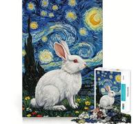 Puzzle 1000 pièces Lapin Blanc dans Une Nuit étoilée »,Jeu de réflexion créatif,pièces Robustes et découpées avec précision,idéal pour Les Voyages (38x26cm)