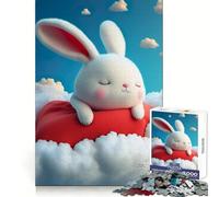 Puzzle 1000 pièces Lapin Blanc rêveur pour Adolescents stimule la mémoire, apaise l’Esprit et Offre Un Divertissement sans Couture Idéal pour Noël (38x52cm)