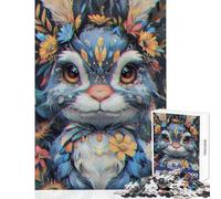 Puzzle 1000 pièces Lapin Bleu Abstrait Jeu de réflexion pour Adultes Niveau de difficulté élevé Idéal comme Cadeau pour Toute la Famille (Dimensions 38x26cm)