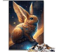 Puzzle 1000 pièces Lapin coloré en Bois, activité Amusante à Faire à la Maison 50x75cm Décoration DIY Cadeaux de Vacances stimulants pour Le Cerveau