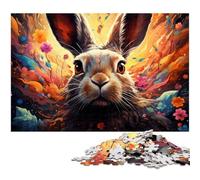 Puzzle 1000 pièces Lapin coloré pour Adultes Puzzle en Papier Superbe Cadeau de Noël (38 x 26 cm)