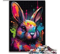 Puzzle 1000 pièces Lapin de Pâques coloré en Bois, idéal pour la décoration de la Maison et du Bureau, pour Un Anniversaire 50x75cm, fête d'anniversaire pour Hommes et Femmes