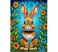 Enjoy-Puzzle – Puzzle 1000 pièces – Lapin mignon jardin fleuri – Finition mate, couleurs vives