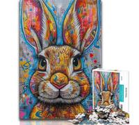 Puzzle 1000 pièces Lapin Graffiti Puzzle 1000 pièces pour Adolescents Cadeaux Renforcer l'amour Entre Couples pour Les 14 Ans et Plus (50x75cm)