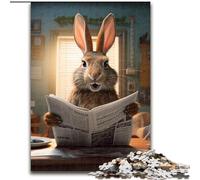 Puzzle 1000 pièces Lapin lisant Un Journal Puzzles Difficiles pour Adultes Taille 50x75cm pour Les Anniversaires et Les Vacances