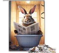 Puzzle 1000 pièces Lapin lisant Un Journal Puzzles impossibles pour Adultes Taille 50x75cm Décoration Artistique Parfaite à Faire soi-même ou Cadeau d'anniversaire