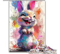 Puzzle 1000 pièces Lapin Mignon et Souriant pour Adultes et Adolescents, Jeu Stimulant, idéal comme Cadeau pour Toute la Famille (26x38cm)