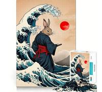 Puzzle 1000 pièces Lapin Samouraï pour Adolescents Renforce Les Liens familiaux Bordure précise Cadeau attentionné (38x52cm)