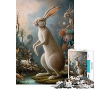 Puzzle 1000 pièces Lapin surréaliste Safari Jeux Amusants Défi cérébral et intellectuel Jouet addictif Cadeau pour Femmes et Hommes mais Amusant et Humoristique (Dimensions 38x52cm)