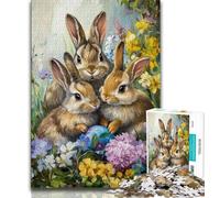 Puzzle 1000 pièces Lapins dans Le Jardin pour Adolescents, pour soulager Le Stress et renforcer l'amour Entre Couples (75x50cm)