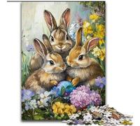 Puzzle 1000 pièces Lapins dans Le Jardin pour Adultes et Adolescents, Jeux éducatifs à Faire soi-même avec Affiche et fiche de Questions Assorties (à partir de 14 Ans) (26x38cm)