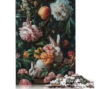 Puzzle 1000 pièces Lapins Floraux Mignons, Puzzles pour Adultes, Jeux éducatifs, Jouets de décoration familiale, 1000 pièces (75 x 50 cm)