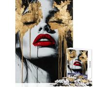 Puzzle 1000 pièces Larmes dorées Peinture Jouet à Faire soi-même Cadeau Père Noël Secret Jeu éducatif avec pièces de Formes aléatoires entièrement emboîtables (Dimensions 38x26cm)