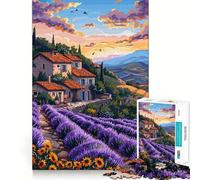 Puzzle 1000 pièces Lavande Toscane Pixel Art Bords Parfaits Jeu Cognitif Jeu Amusant Jeu Lent Décoration Art de Noël (38x52cm)