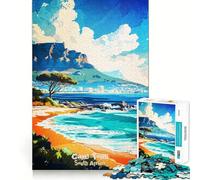 Puzzle 1000 pièces Le Cap Afrique du Sud Affiche côtière Découpe Nette Décoration Pensée logique Jeu Calme Temps de Jeu Décoration de Noël Cadeau (50x75cm)
