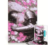 Puzzle 1000 pièces Le Chevalier endormi dans Les Fleurs pour Adolescents, Jeu de logique Clair, Loisirs faciles, découpe Parfaite, Cadeau d'anniversaire 38x52cm