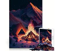 Puzzle 1000 pièces Le feu de Camp au Bord du lac pour Adultes, idéal pour stimuler la mémoire et Passer Un Moment agréable Motif à Assembler liste de souhaits du Père Noël 38x26cm