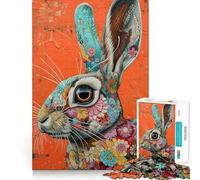Puzzle 1000 pièces Le Lapin Floral pour Adultes Un Jeu de réflexion Stimulant pour se détendre, Une découpe Parfaite et Un Cadeau mémorable 38x26cm