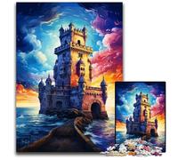 Puzzle 1000 pièces : Le psychédélisme coloré de la Tour de Belém Puzzles en Papier pour Adolescents et Divertissement en Famille Jeu de réflexion à Faire soi-même 1000 pièces (38x26cm)