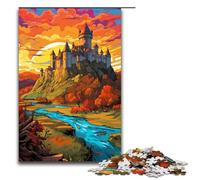 Puzzle 1000 pièces Le psychédélisme coloré du château de Carcassonne Puzzle pour Adultes Jeu éducatif en Bois Jouet de défi 75x50cm
