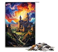Puzzle 1000 pièces Le psychédélisme coloré du château de Carcassonne Puzzles pour Adultes Puzzle en Bois Jeu éducatif 75x50cm