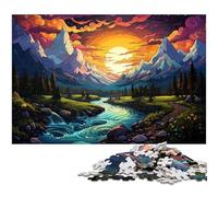 Puzzle 1000 pièces Le psychédélisme coloré du lac Moraine Puzzle en Bois pour Adultes idéal pour Les Amoureux de l'été 1000 pièces (75 x 50 cm)