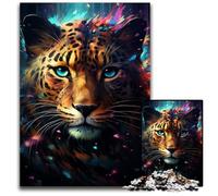 Puzzle 1000 pièces « Le psychédélisme coloré du mignon petit léopard cosmique » pour adultes Puzzles difficiles pour adultes Idée cadeau d'anniversaire Jeu de réflexion stimulant 1000 pièces (75x50cm)