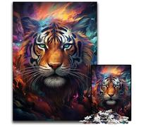 Puzzle 1000 pièces Le psychédélisme coloré du Tigre de l'espace Puzzles impossibles pour Adultes Défi cérébral Cadeau Parfait pour Les Adolescents et décoration intérieure 1000 pièces (38x26cm)