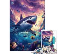 Puzzle 1000 pièces Le règne abyssal du Requin pour Adolescents idéal pour Un défi de Vitesse à réaliser à la Main Un Cadeau Unique pour Un Anniversaire ou Noël (38x52cm)