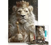 Puzzle 1000 pièces Le Roi Lion Blanc Royal pour Adolescents Un Jeu de logique Pure, Relaxant et aux découpes nettes, Une œuvre d'art de qualité (50x75cm)