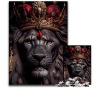 Puzzle 1000 pièces Le Roi Lion Noir ou Rouge Puzzle en Carton pour Adultes Activité éducative pour Les compétences cognitives Amélioration des compétences cognitives 26x38cm/10,23x14,96 Pouces