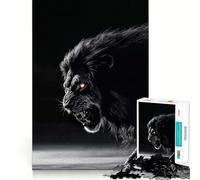 Puzzle 1000 pièces Le Roi Lion Noir Sauvage pour Adolescents Améliore la mémoire, se détend, Bords précis, Cadeau créatif (38x52cm)