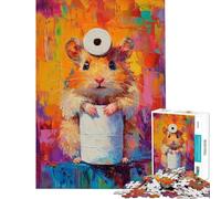 Puzzle 1000 pièces Le Rouleau fantaisiste du Hamster Jeu Pratique Défi d'intelligence cérébrale Jouet addictif Cadeau pour Femmes et Hommes Anti-Stress (Taille 38x52cm)