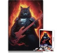 Puzzle 1000 pièces Le Seigneur de la Guitare Féline:Idéal pour des Moments de détente à la Maison Jeu de Construction Durable et précis Dimensions:50x75cm