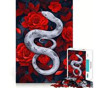 Puzzle 1000 pièces Le Serpent Blanc Parmi Les Roses Cramoisies (50x75cm) Jeu de réflexion Stimulant,sans pièces détachées,défi cérébral interactif pour la Maison