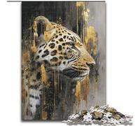 Puzzle 1000 pièces Leopard Art pour Adolescents, Anti-Stress, Vacances à la Maison, avec Affiche et fiche de Questions Assorties (26x38cm)