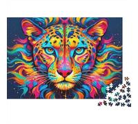 Puzzle 1000 pièces Léopard Coloré pour Adultes Puzzle en Papier éducatif Puzzle Guépard Décor Mural Cadeau Brain Training 70x50cm/1000pcs