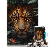 Puzzle 1000 pièces Léopard de la Jungle pour Adultes, Cadeaux, Aide Le Cerveau à exercer des Jouets addictifs pour cultiver la Patience, Excellent Cadeau 50x75cm
