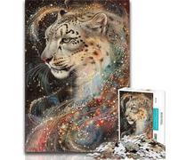 Puzzle 1000 pièces Léopard des neiges Fantastique pour Adolescents, pour Les Vacances à la Maison, avec des pièces de Formes aléatoires entièrement emboîtables 50x75cm