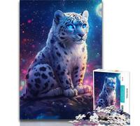 Puzzle 1000 pièces Léopard des neiges sous la Lune, Aide Le Cerveau à exercer des Jouets addictifs pour cultiver la Patience, Jeu de défi Unique 38x26cm