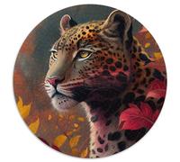 Puzzle 1000 pièces Léopard Fantastique Puzzles Ronds 1000 pièces pour Adultes pour Noël, Halloween, Pâques, Nouvel an 67,5 x 67,5 cm