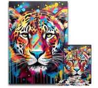 Puzzle 1000 pièces Léopard Graffiti pour Adultes Puzzles impossibles pour Adultes pour Les Vacances et décoration intérieure 26x38cm / 10,23x14,96 Pouces